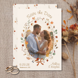 Save The Date Fleurs de Prairie d'Automne Photo Mariage Économis