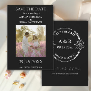 Save The Date Fleurs de prairie Photographie noir et blanc Enreg