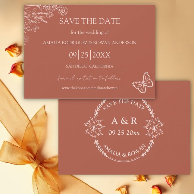 Save The Date Fleurs de prairie Terracotta Enregistrer la date (Créateur téléchargé)