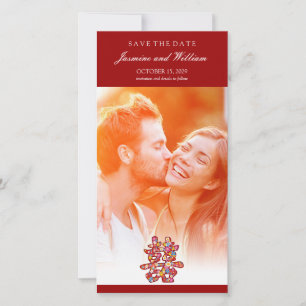 Save The Date Fleurs de printemps Double Bonheur Photo Chic Chin