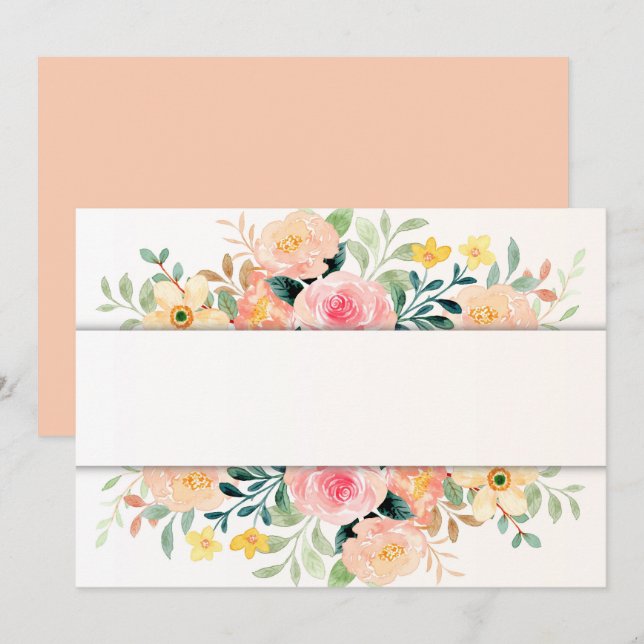 Save The Date Fleurs de rose pêche vierge personnalisée (Devant / Derrière)