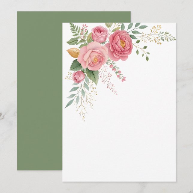 Save The Date Fleurs de rose rose personnalisées (Devant / Derrière)