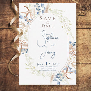 Save The Date Fleurs de sauce bleu Mariage blanc