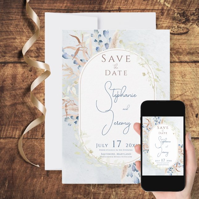 Save The Date Fleurs de sauce bleu Mariage bleu (Créateur téléchargé)