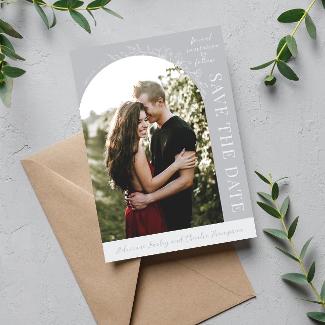 Save The Date Fleurs de simplicité 1 gris sterling faire part de (Créateur téléchargé)