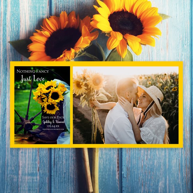 Save The Date Fleurs de soleil et Bottes rustiques Mariage Sauve (Créateur téléchargé)
