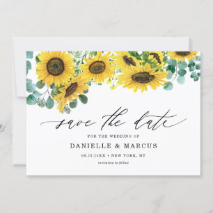 Save The Date Fleurs de soleil et Eucalyptus Été