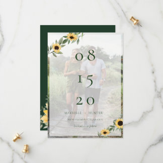 Save The Date Fleurs de soleil et photo Fleur sauvage de couleur