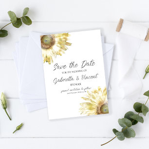 Save The Date Fleurs de soleil jaunes Mariage d'aquarelle Enregi