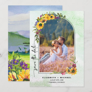 Save The Date Fleurs de soleil   Wild Meadow Summer Mariage Phot