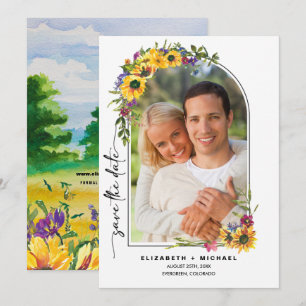 Save The Date Fleurs de soleil   Wild Meadow Summer Mariage Phot