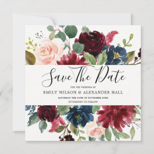 Save The Date Fleurs de vin rouge de Bourgogne Photo Mariage
