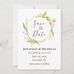 Save The Date Fleurs d'été Verdure Mariage de cadre fleuri