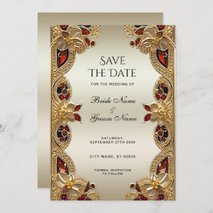 Save The Date Fleurs D'Or Gemstone Rouge Splendor Enregistrer La