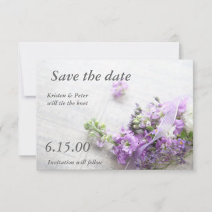 Save The Date fleurs en lavenderavec musique enregistrer la cart