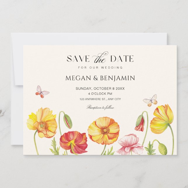 Save The Date Fleurs fleurissent printemps mariage (Devant)