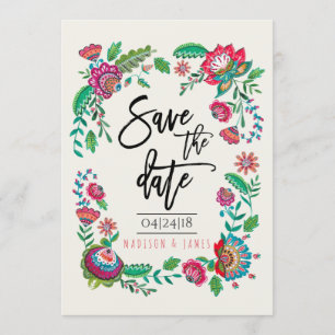 Save The Date Fleurs folkloriques Bande Enregistrer la date