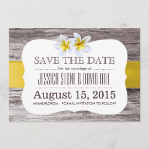 Save The Date Fleurs Frangipani Classy Bois Enregistrer la date