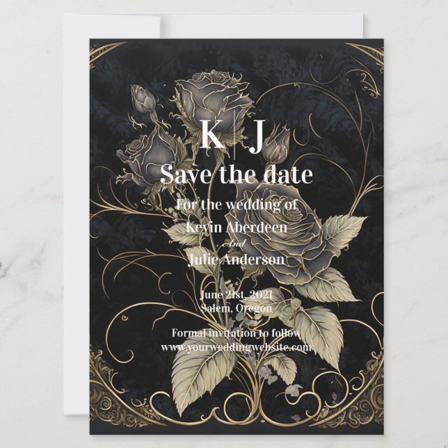 Save The Date Fleurs gothiques Enregistrer la date (Devant)