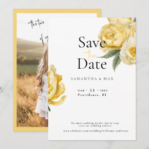 Save The Date Fleurs jaunes Le Deux d'entre nous Photo Enregistr