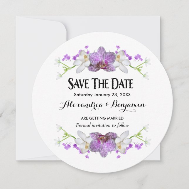 Save The Date Fleurs Lilac Botaniques Aquarelle Enregistrer La D (Devant)