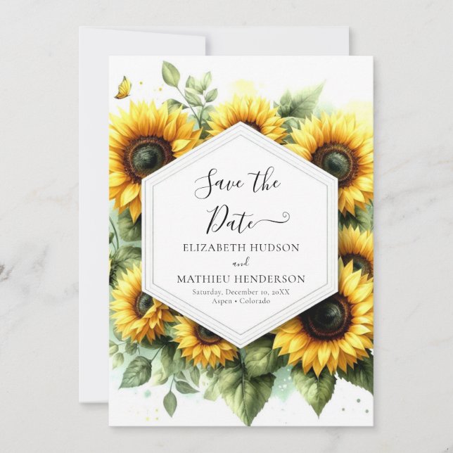Save The Date Fleurs magiques Mariage de tournesol (Devant)