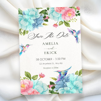 Save The Date Fleurs mariage oiseau