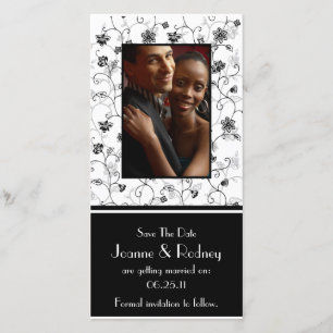 Save The Date Fleurs noires et blanches Photo Enregistrer la dat