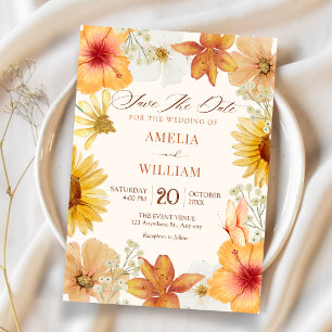 Save The Date Fleurs orange