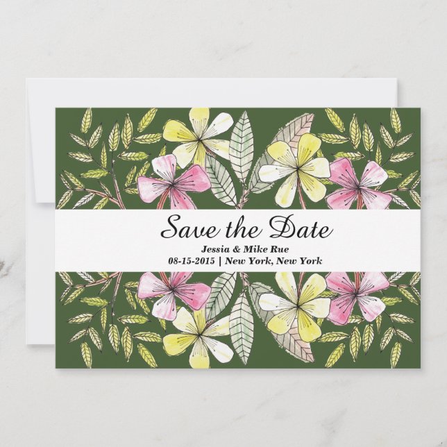 Save The Date fleurs peintes à la main (Devant)