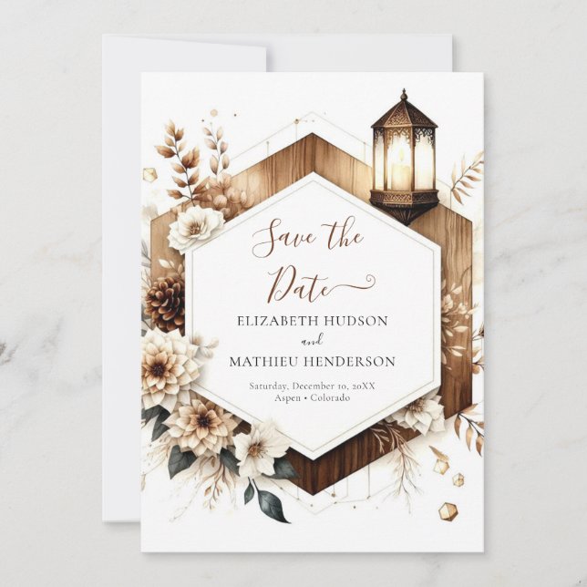 Save The Date Fleurs personnalisées Mariage rustique (Devant)