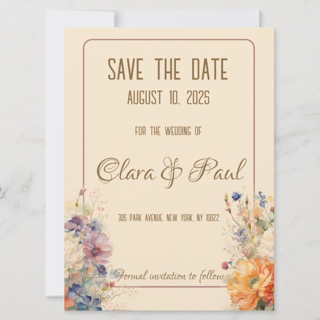 Save The Date Fleurs printanières  (Devant)