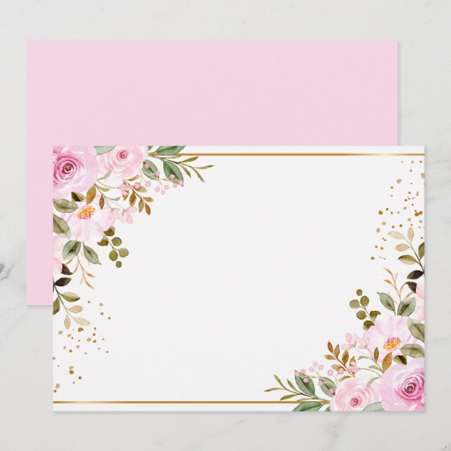 Save The Date Fleurs roses personnalisées vierges (Devant / Derrière)