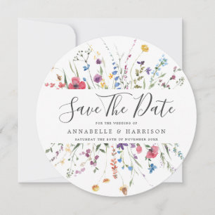 Save The Date Fleurs Sauvages Colorées Mariage Enregistrer La Da
