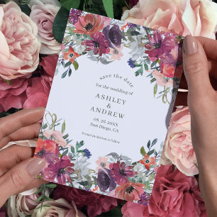Save The Date Fleurs sauvages d'aquarelle Boho Rustic Mariage de