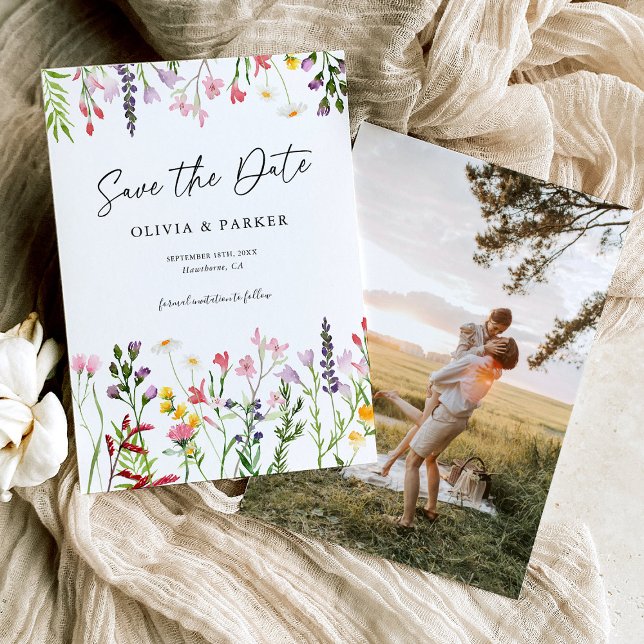 Save The Date Fleurs sauvages d'aquarelle mariage Enregistrer la (Créateur téléchargé)