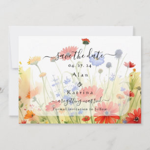 Save The Date Fleurs Sauvages de Prairie Printanière