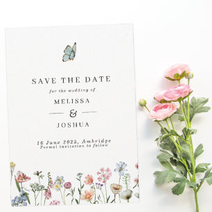 Save The Date Fleurs Sauvages De Printemps & Mariage Papillon Sa