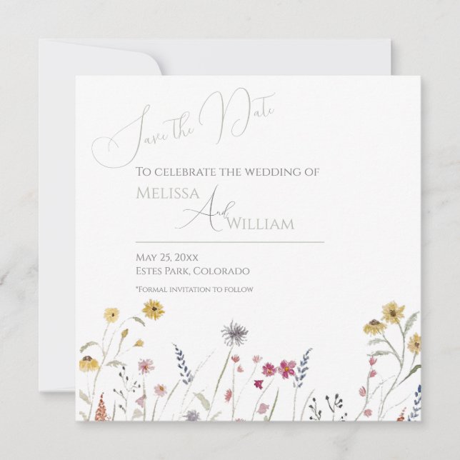 Save The Date Fleurs sauvages printanières (Devant)