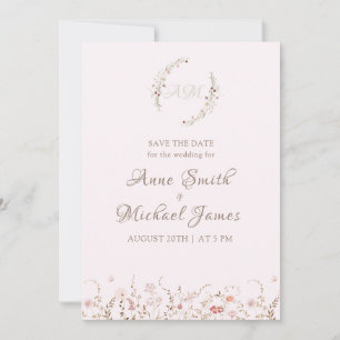Save The Date Fleurs sauvages rustiques avec photo florale bohèm