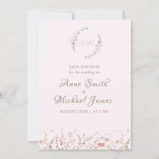 Save The Date Fleurs sauvages rustiques avec photo florale bohèm