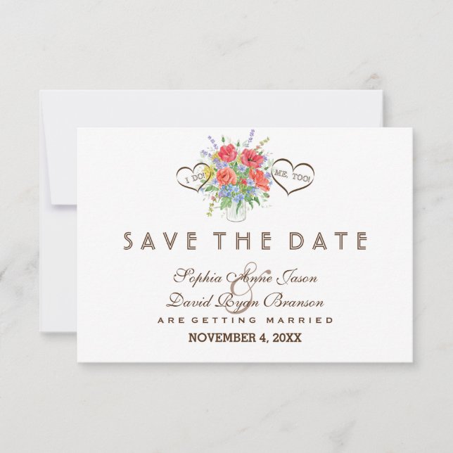 Save The Date Fleurs sauvages rustiques mariage Enregistrer la d (Devant)