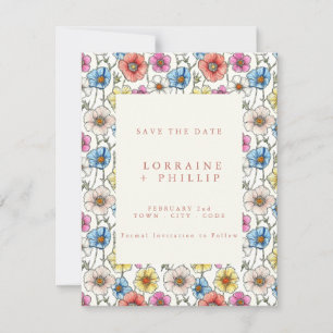Save The Date Fleurs sauvages vibreuses sans couture motif maria
