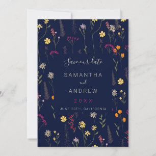 Save The Date Fleurs séchées pressées de printemps, sauvegardez 