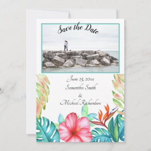 Save The Date Fleurs tropicales blanches Photo