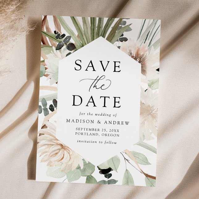 Save The Date Fleurs tropicales neutres Boho (Créateur téléchargé)