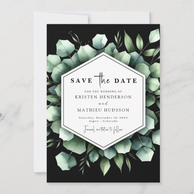 Save The Date Fleurs uniques Eucalyptus Mariage numérique (Devant)