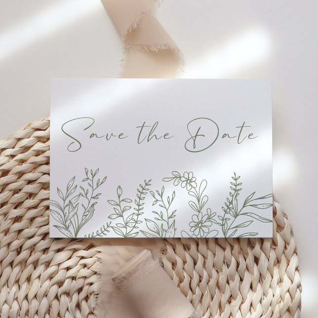 Save The Date Fleurs Vert Sauge Boho Enregistrez La Date (Créateur téléchargé)