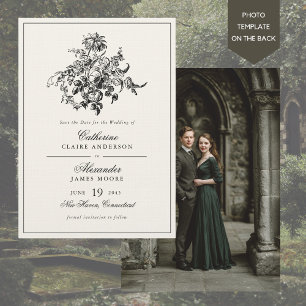 Save The Date Fleurs Vintage Photo Florale Romantique Mariage