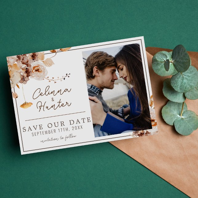 Save The Date Fleurs vintages d'automne séchées Aquarelle (Créateur téléchargé)